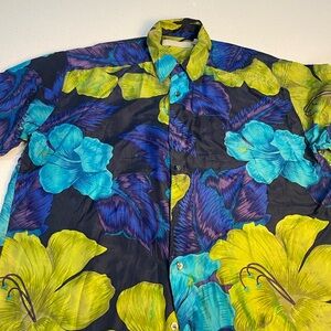 Fenn Wright Manson Tropical Leaf Print Top - Blue & Lime